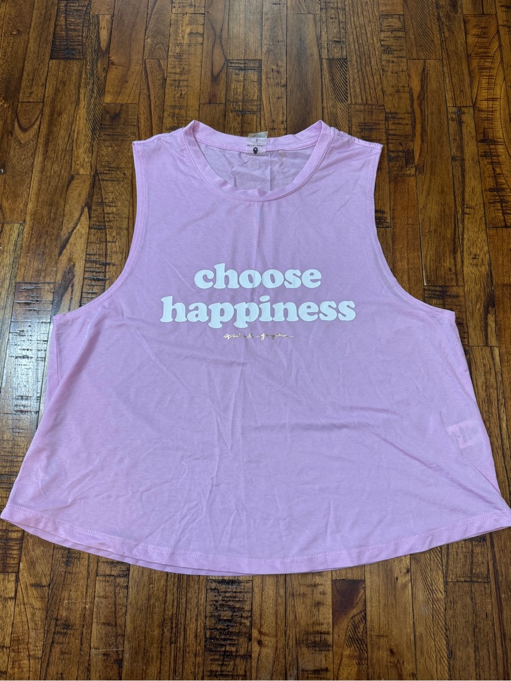 Spiritual Gangster Pink Graphic Muscle Tank - "Choose Happiness" Size Small